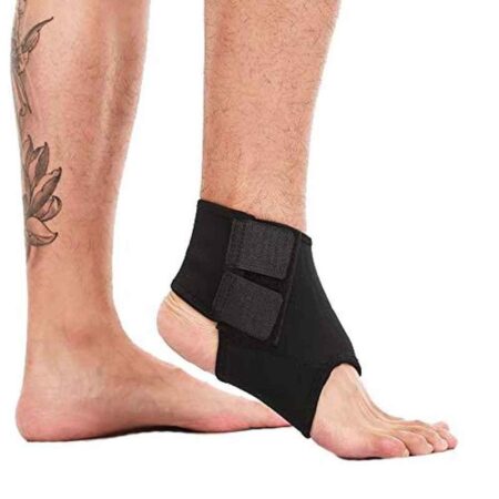 Arnav Free Size Black Double Strap Ankle Support Brace