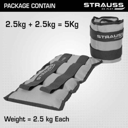 Strauss 42x20x7cm Neoprene Grey Adjustable Ankle Weight