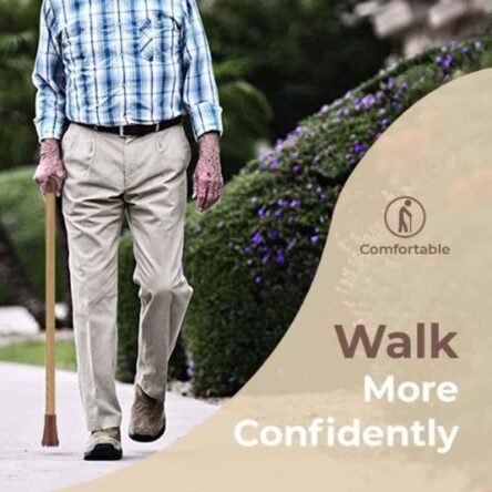 Divine Medicare 39.5 inch Aluminium Wooden Coating Brown Height Adjustable Walking Stick