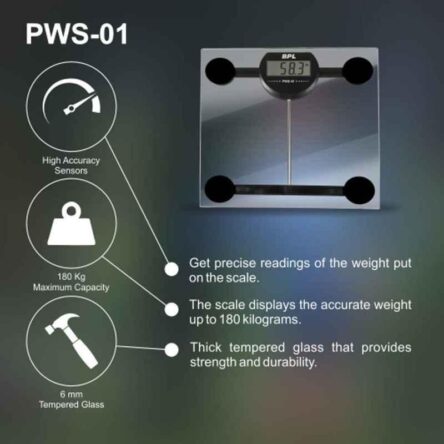 BPL PWS-01 180kg Glass LCD Display Personal Weighing Scale