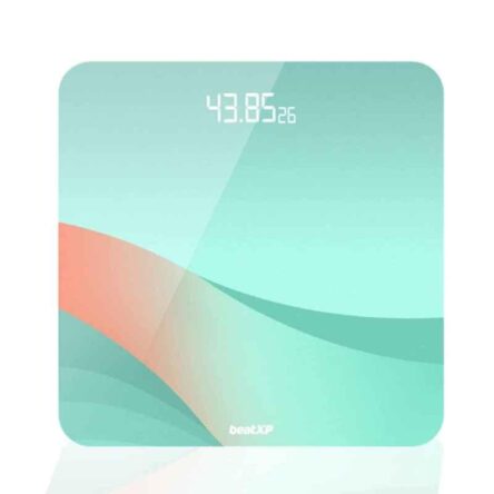 BeatXP Optifit Air 180kg Tempered Glass Blue Digital Weighing Scale with Backlit LED Panel