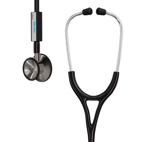 Lifeline Excel-II Stainless Steel Black Chest Piece Stethoscope with 2 Way Tube