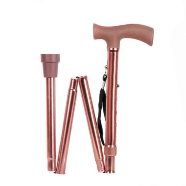 SMIC Aluminium 4 Parts Folding Adjustable Brown Walking Stick