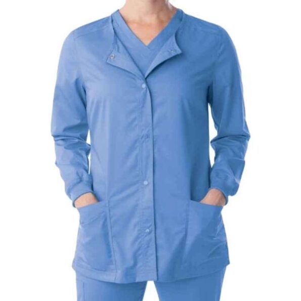 Superb Uniforms Polyester & Viscose Sky Blue Full Sleeves Scrub Suit Jacket