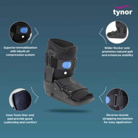 Tynor D52DCZ Steel & Nylon Black Short Air Walker Boot