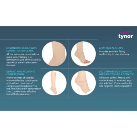 Tynor Compression Garment Leg Below Knee Open Toe Support
