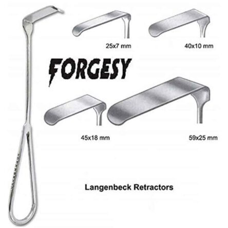 Forgesy 4 Pcs Stainless Steel Langenbeck Retractor Set