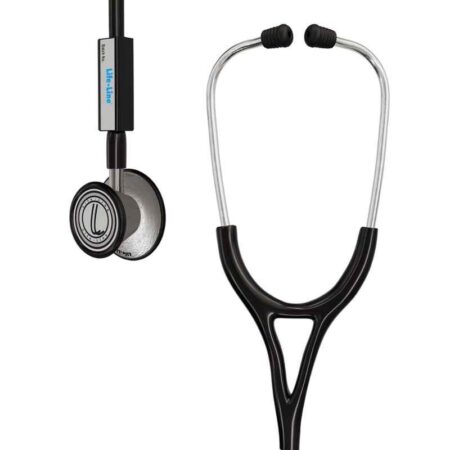 Lifeline Stainless Steel Black Dual Diaphragm Chest Piece Stethoscope with 2 Way Tube