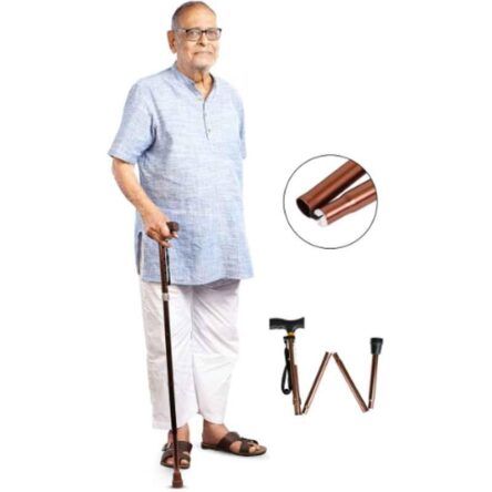 Entros Height Adjustable Aluminum L-Shaped Folding Single Walking Stick