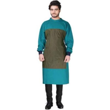 PMPS Impervious & Cotton Green & Brown Surgeon Gown with Back Tie