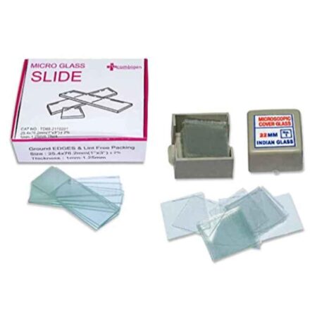 Clear & Sure 25.4x76.2mm 50 Pcs Frosted Microscope Glass Slide & 22x22mm 50 Pcs Microscope Cover Slips Combo