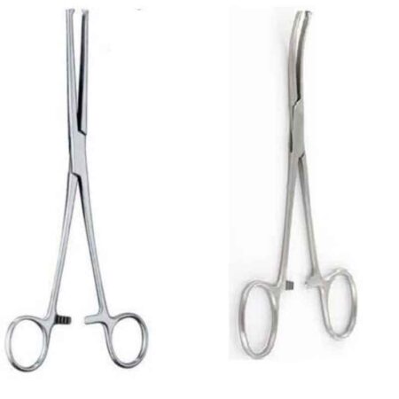 Forgesy 2 Pcs 6 inch Stainless Steel Straight & Curved Kochers Artery Forceps Set
