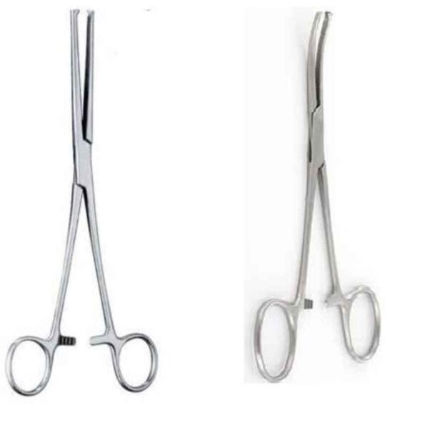 Forgesy 2 Pcs 6 inch Stainless Steel Straight & Curved Kochers Artery Forceps Set