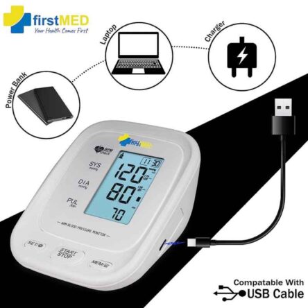 Firstmed White Automatic Digital Talking Blood Pressure Monitor with Large Touch Screen & C-Type USB