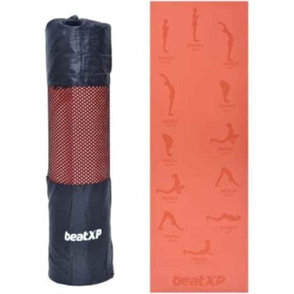 Pristyn Care beatXP 24x72 inch EVA Red Anti-Skid Surya Namaskar Yoga Mat with Carry Bag