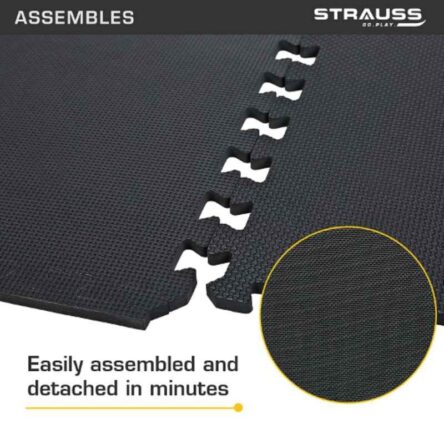 Strauss EVA Foam Black Puzzle Interlocking Tiles Exercise Mat