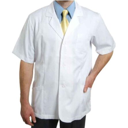 Superb Uniforms Polyester & Cotton White Short Sleeves Consultation Coat