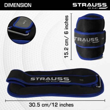 Strauss 30.5×15.3×4.3cm Neoprene Blue Adjustable Round Shape Ankle Weight