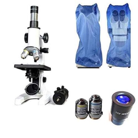 SSU Sm-02 Student Compound Microscope with Magnification 100x-675x And 10x And 15x Wide Field Eyepieces Kit (50 Blank Slides