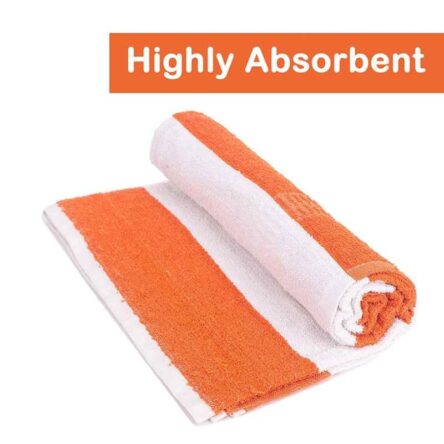 Rise N Shine 70x150cm 400GSM Cotton Orange Strip Bath Towel for Men & Women (Pack of 4)