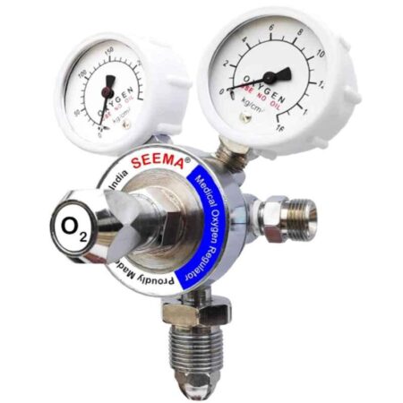 Seema 4 Bar Grey Single Stage Double Gauge Medical Oxygen Gas Pressure Regulator