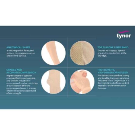 Tynor I67AAZ Polyamide Class-II Beige High Knee Medical Compression Stocking