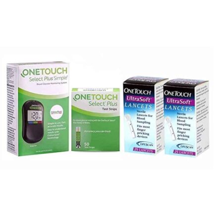 OneTouch Select Plus Diabetes Test Glucometer Kit with 50 Pcs Test Strips & 50 Pcs Ultra Soft Lancets