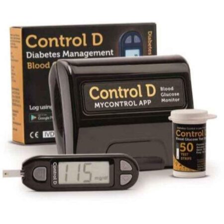 Control D CDM50 Black Automatic Glucose Blood Sugar Testing Machine & Glucometer with 50 Strips