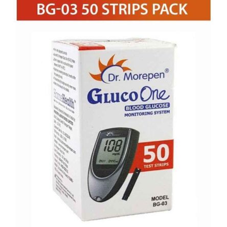 Dr. Morepen 50Pcs BG 03 Gluco One Strips with 25 Lancets Free