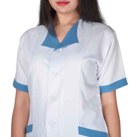 Saraf Cotton & Polyster Blue & White Unisex Nurse Scrub Suit