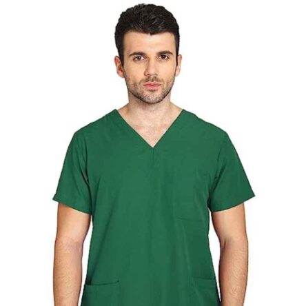 Indosurgicals Polyester & Cotton Bottle Green Unisex Scrub Suit