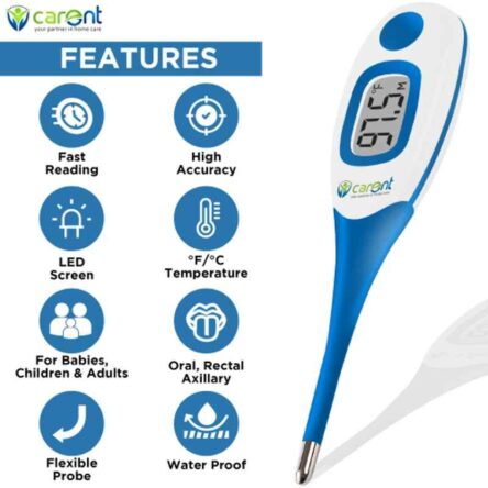 Carent White & Blue Waterproof Premium Digital Flexible Thermometer