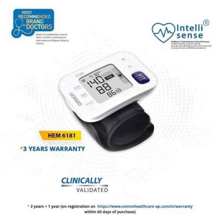 Omron HEM-6181 White Fully Automatic Wrist Blood Pressure Monitor