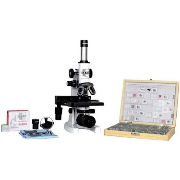 ESAW 100-1500x Medical Biological Compound Microscope with 100 Prepared Glass Slides