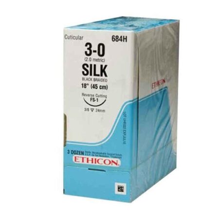 Ethicon SW215 1 Sutupak Black Braided Silk Sterile Suture