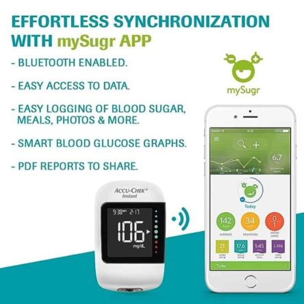 Accu-Chek White Instant Glucometer Kit with 10 Pcs Test Strips & Lancets