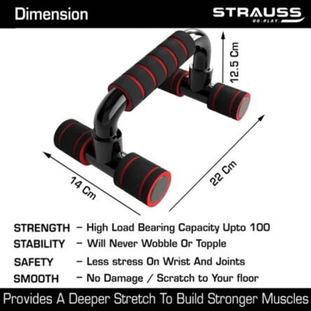 Strauss 22x14x12.5cm Polypropylene Black & Red Moto Push Up Bar
