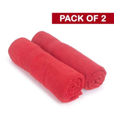 Rise N Shine 70x150cm 400GSM Cotton Red Bath Towel for Men & Women (Pack of 2)