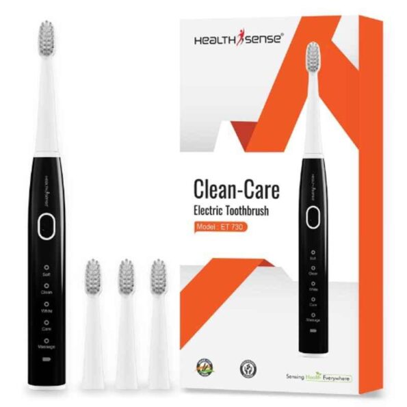 HealthSense Electric Toothbrush Rechargeable Sonic Brush for Adult with 4 Brush Heads