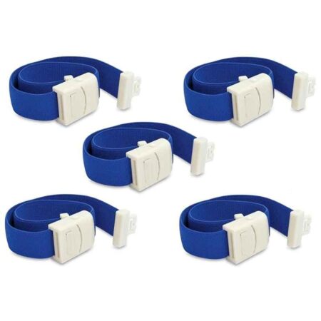 Clear & Sure 47x2.5cm Elastic Arm Tourniquet Band with Plastic Buckle (Pack of 5)