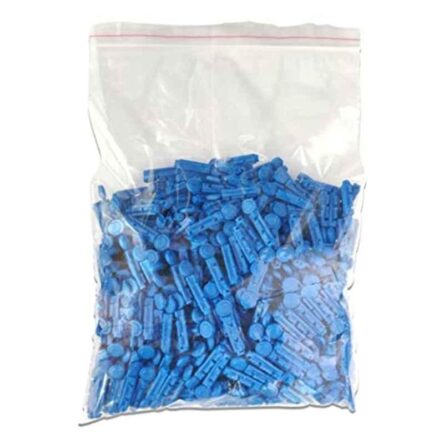 Recombigen 500 Pcs Plastic Blue Round Blood Glucometer Lancet Box