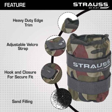 Strauss 30x16x4cm Neoprene Camouflage Adjustable Ankle Weight