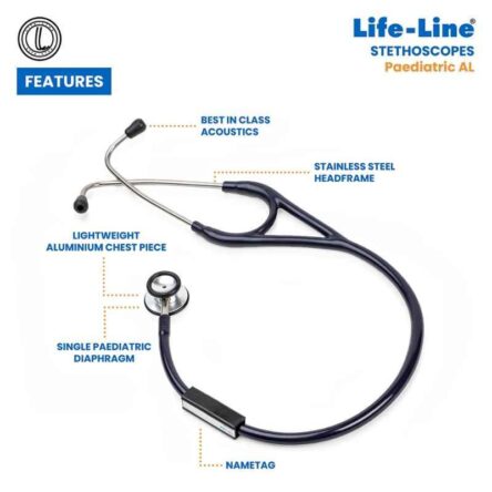 Lifeline Aluminium Dark Blue Single Diaphragm Chest Piece Stethoscope with 2 Way Tube