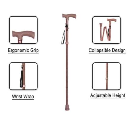 Besafe Forever 37 inch Aluminium Bronze Folding Height Adjustable Walking Stick