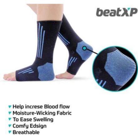 Pristyn Care beatXP Blue & Black Ankle Support Compression Socks