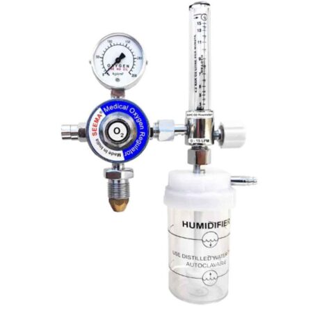 Seema 4 Bar Single Stage Single Gauge Medical Oxygen Gas Regulator with BPC Flowmeter & Humidifier