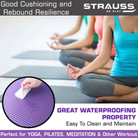 Strauss 61x10x8cm Polyvinyl Chloride Foam Purple Yoga Mat with Carrying Strap