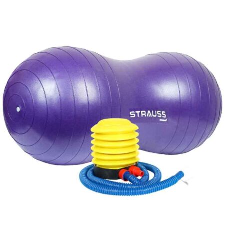 Strauss 95x45cm Rubber Peanut Purple Anti-Burst Gym Ball with Foot Pump