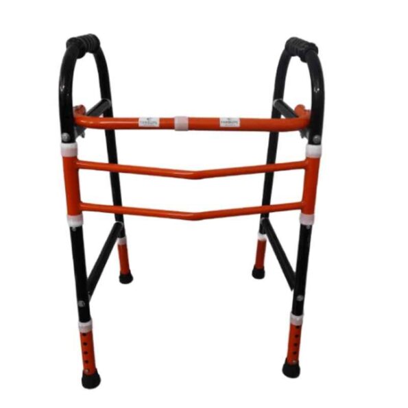 Fairbizps Stainless Steel Black & Orange Folding Walker for Adults