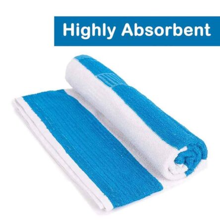 Rise N Shine 70x150cm 400GSM Cotton Blue Strip Bath Towel for Men & Women (Pack of 4)